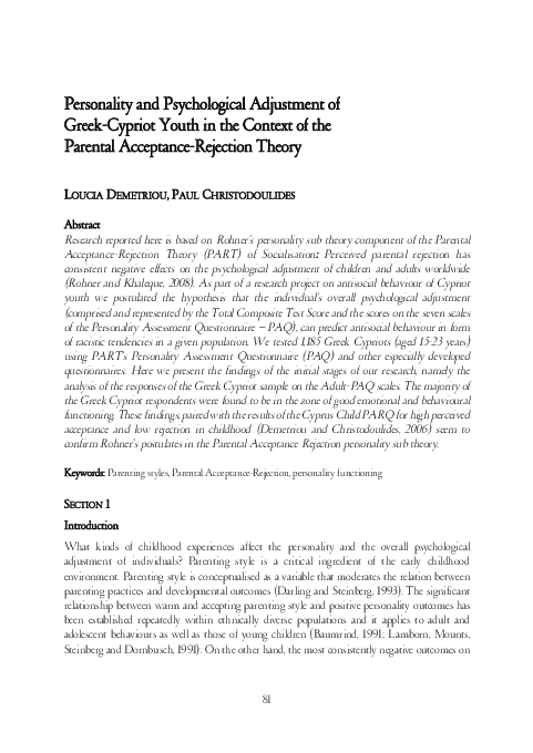 (PDF) Personality and Psychological Adjustment of Greek-Cypriot Youth ...
