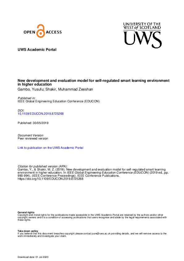 (PDF) New Development and Evaluation Model for Self-Regulated Smart ...