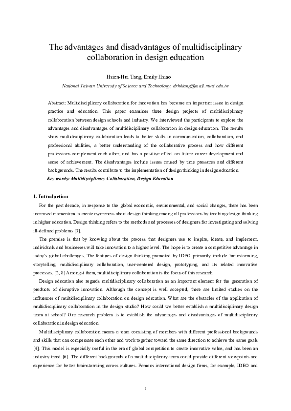 (PDF) The advantages and disadvantages of multidisciplinary ...
