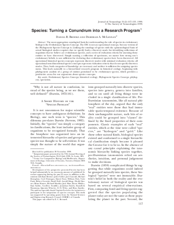 (PDF) Species: turning a conundrum into a research program