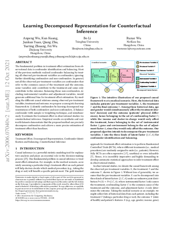 (PDF) Learning Decomposed Representation for Counterfactual Inference