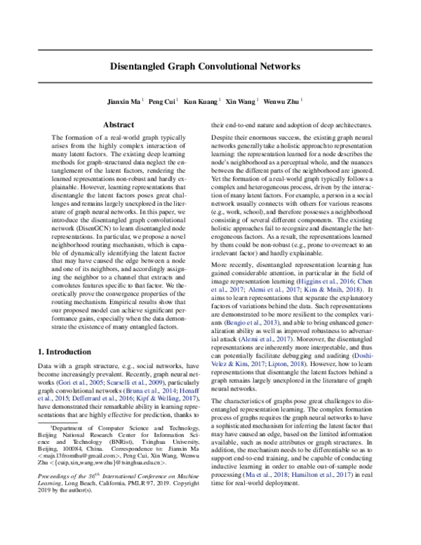 (PDF) Disentangled Graph Convolutional Networks