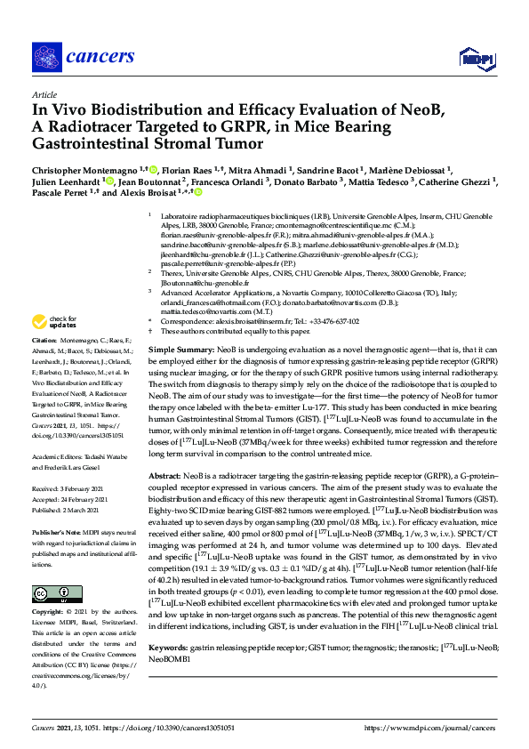 (PDF) In Vivo Biodistribution and Efficacy Evaluation of NeoB, a ...