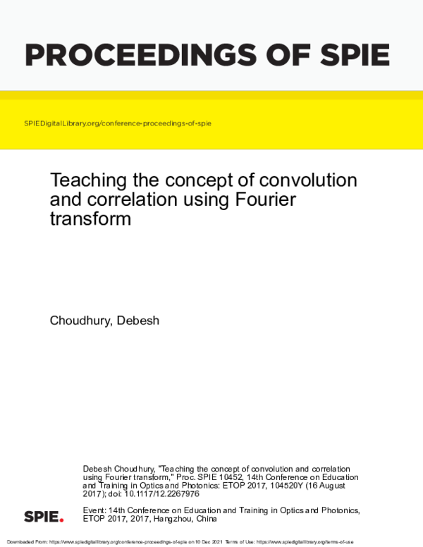 (PDF) Teaching the concept of convolution and correlation using Fourier ...