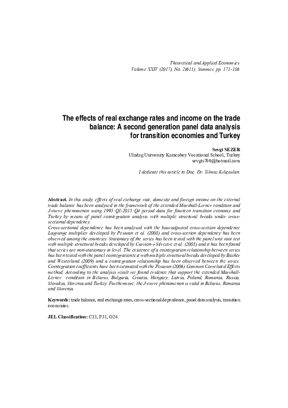 (PDF) The effects of real exchange rates and income on the trade ...