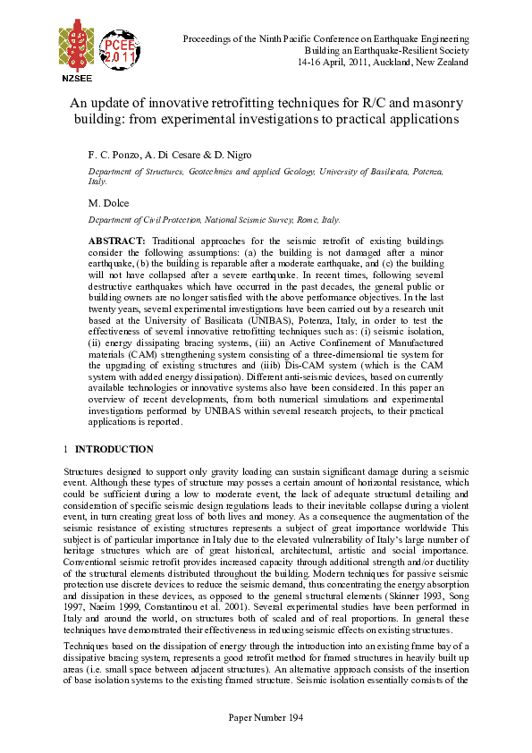 (PDF) An update of innovative retrofitting techniques for R / C and ...