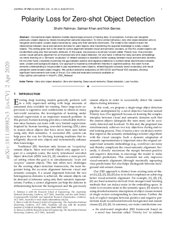 (PDF) Polarity Loss for Zero-shot Object Detection