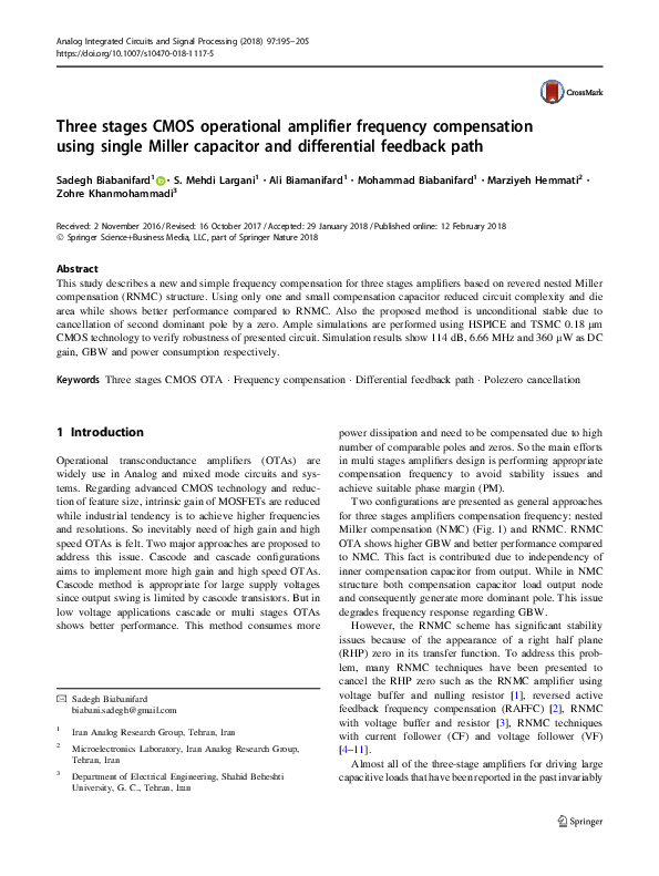 (PDF) Three stages CMOS operational amplifier frequency compensation ...