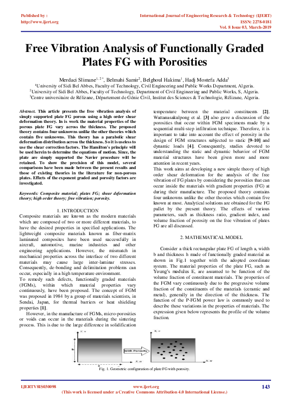 (PDF) Free Vibration Analysis of Functionally Graded Plates FG with ...