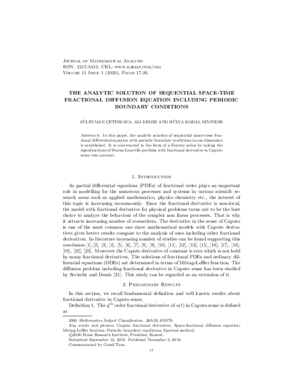 (PDF) The Analytic Solution of Sequential Space-Time Fractional ...