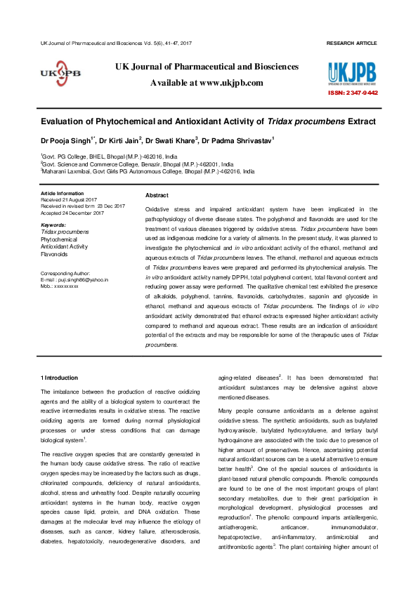 (PDF) Evaluation of phytochemical and antioxidant activities of the ...