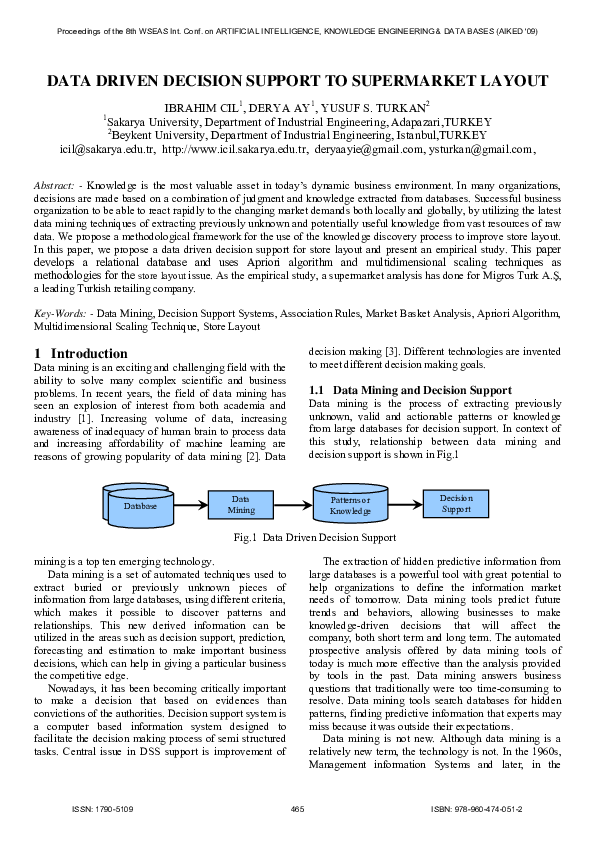 (PDF) Data driven decision support to supermarket layout