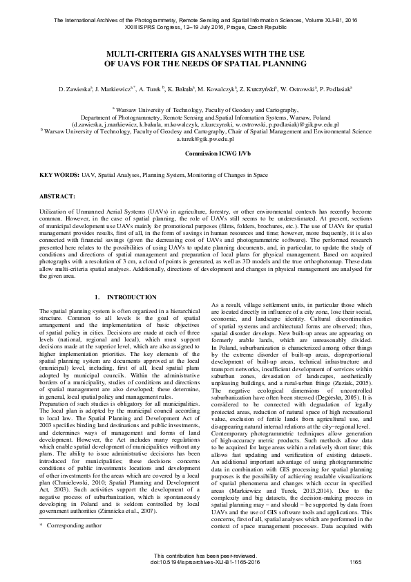 (PDF) Multi-Criteria Gis Analyses with the Use of Uavs for the Needs of ...