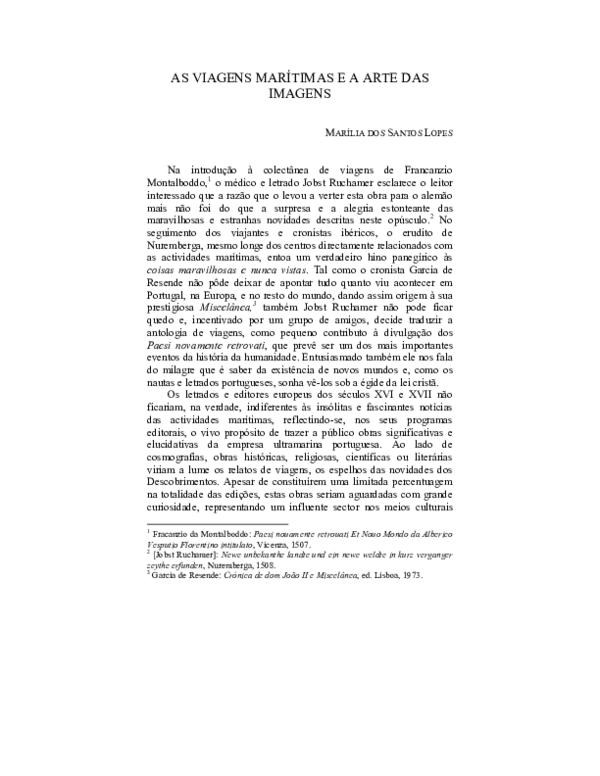 As viagens marítimas e a arte das imagens