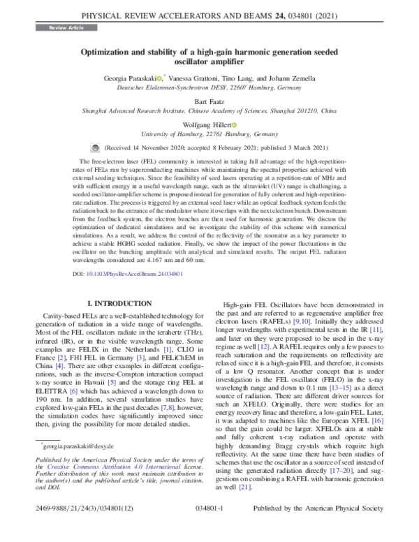 (PDF) Optimization and stability of a high-gain harmonic generation ...