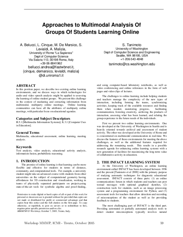 (PDF) Approaches to Multimodal Analysis Of Groups Of Students Learning ...