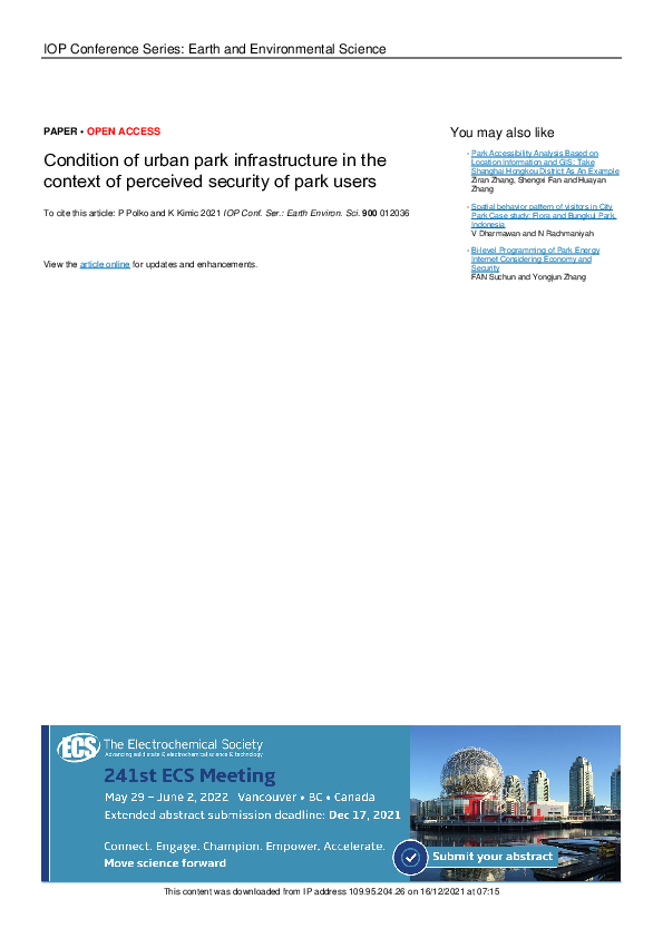 (PDF) Condition of urban park infrastructure in the context of ...