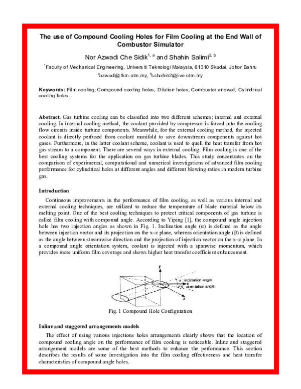 (PDF) The Use of Compound Cooling Holes for Film Cooling at the End ...