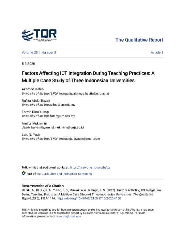 (PDF) Factors Affecting ICT Integration During Teaching Practices: A ...