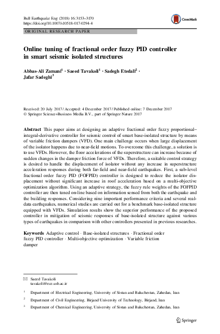 (PDF) Online tuning of fractional order fuzzy PID controller in smart ...