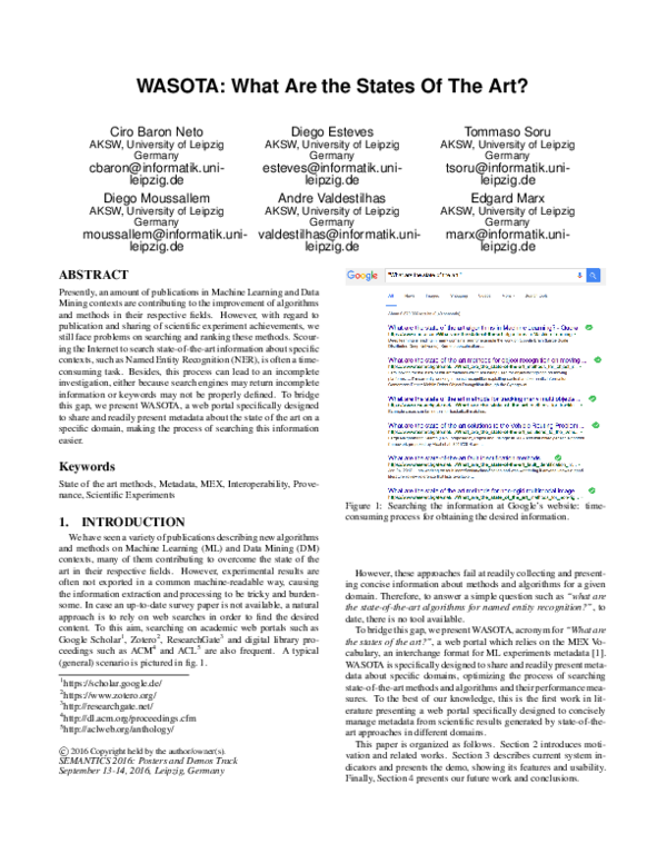 (PDF) WASOTA What Are the States Of The Art? Andre Valdestilhas