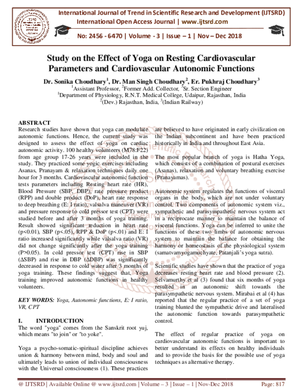 (PDF) Study on the Effect of Yoga on Resting Cardiovascular Parameters ...