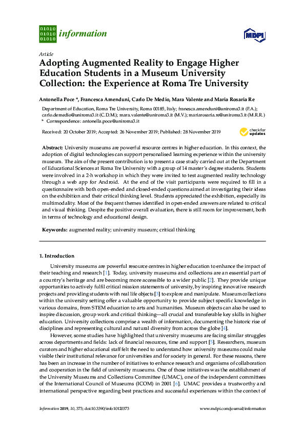 (PDF) Adopting Augmented Reality to Engage Higher Education Students in ...
