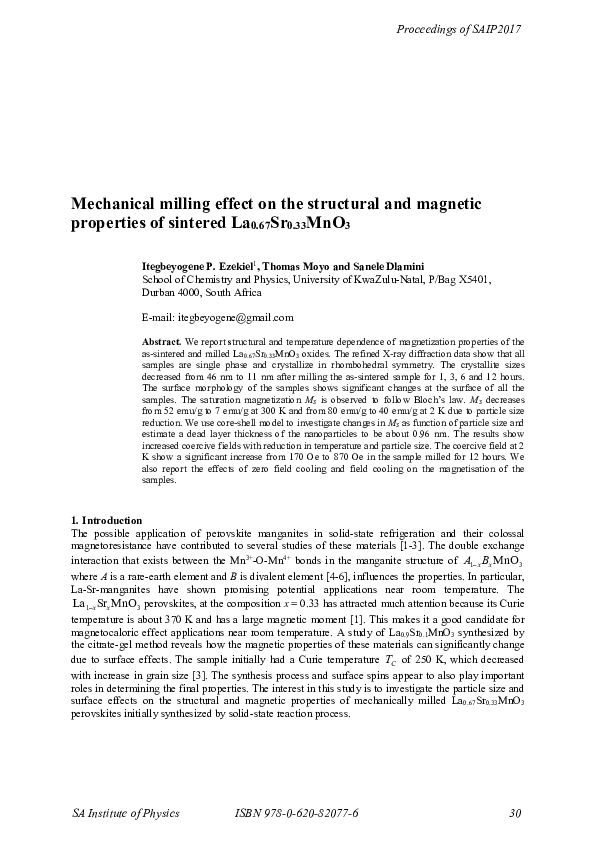 (PDF) Mechanical milling effect on the structural and magnetic ...