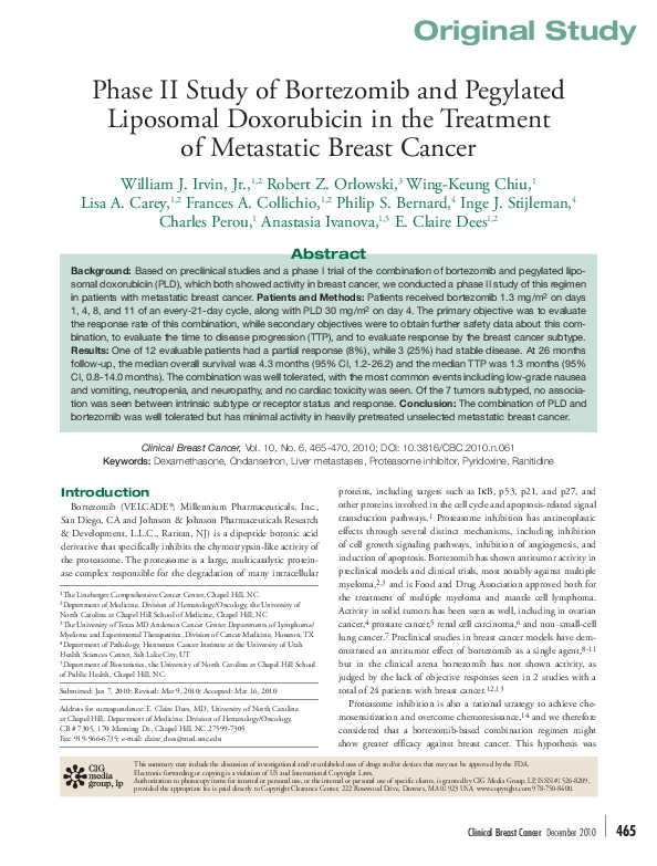 (PDF) Phase II Study of Bortezomib and Pegylated Liposomal Doxorubicin ...