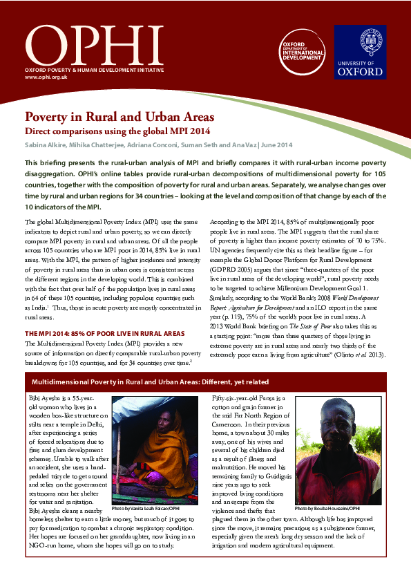 (PDF) Poverty in Rural and Urban Areas: Direct Comparisons Using the ...