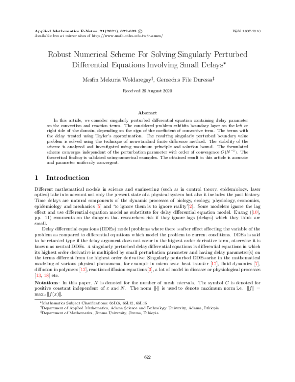 (PDF) Robust Numerical Scheme For Solving Singularly Perturbed ...