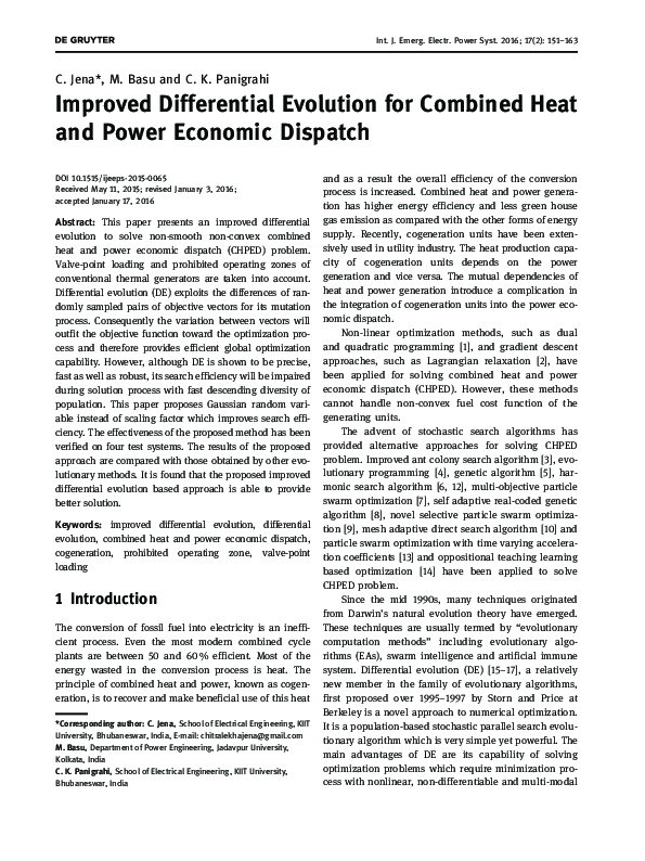 (PDF) Improved Differential Evolution for Combined Heat and Power ...