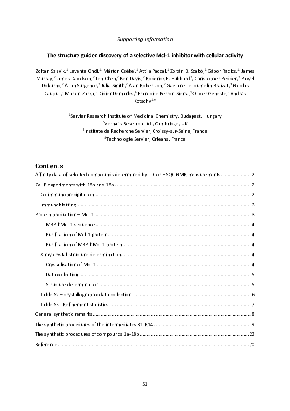 (PDF) The structure guided discovery of a selective Mcl-1 inhibitor ...