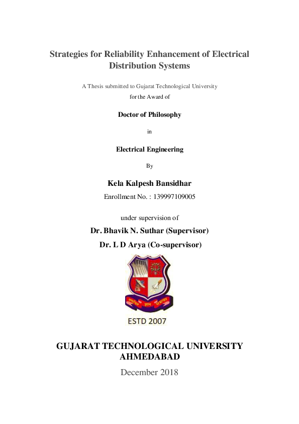 (PDF) Strategies for Reliability Enhancement of Electrical Distribution ...