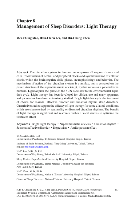 (PDF) Management of Sleep Disorders: Light Therapy