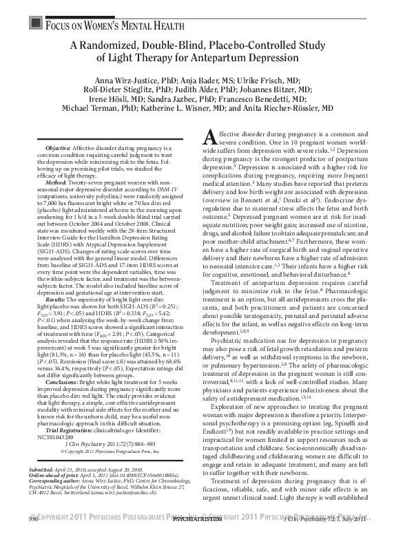 (PDF) A randomized, doubleblind, placebocontrolled study of light