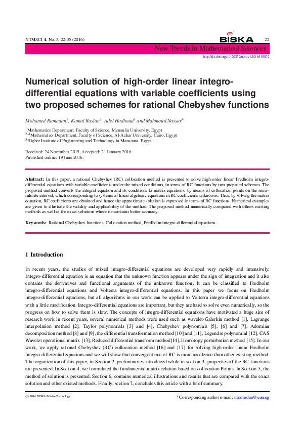 (PDF) Numerical solution of high-order linear integro differential ...