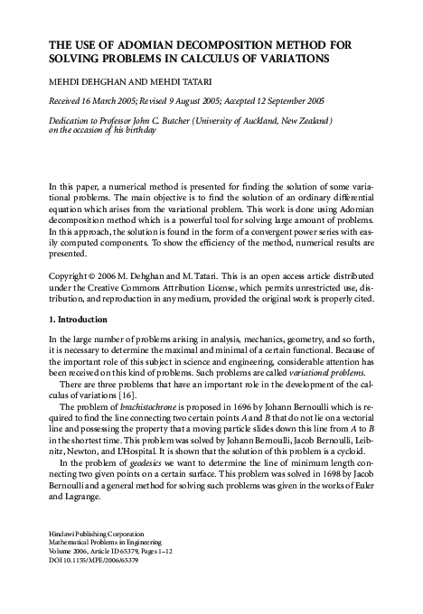 (PDF) The use of adomian decomposition method for solving the ...