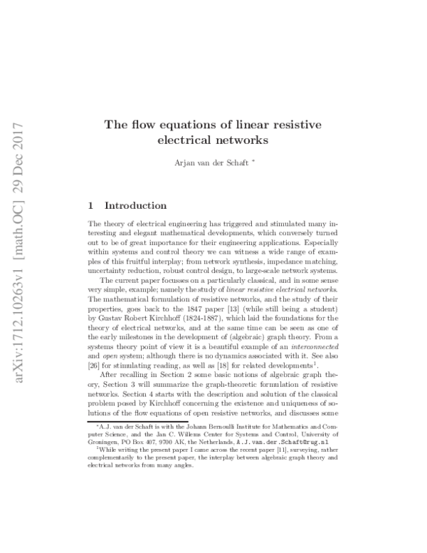 (PDF) The flow equations of linear resistive electrical networks
