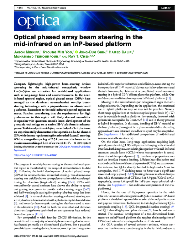 (PDF) Optical phased array beam steering in the mid-infrared on an InP ...