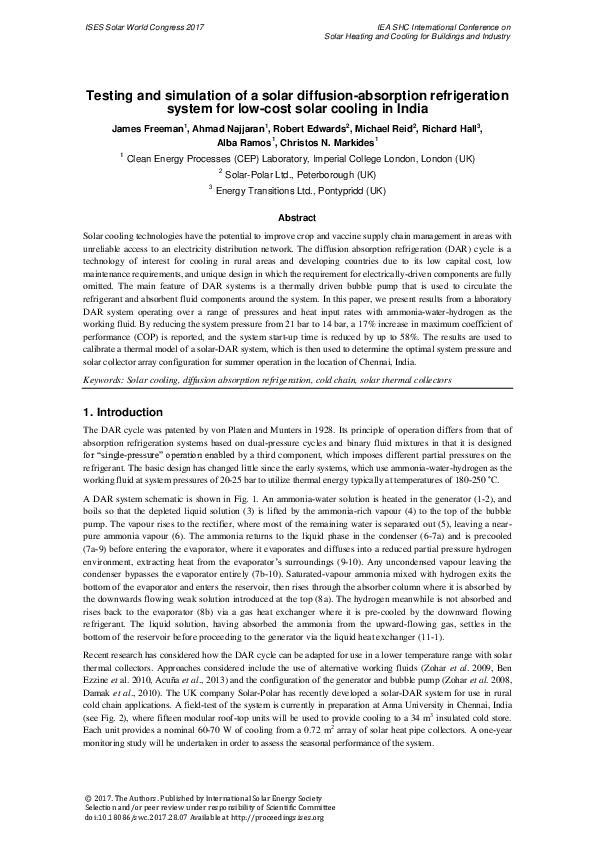 (PDF) Testing and Simulation of a Solar Diffusion-Absorption ...