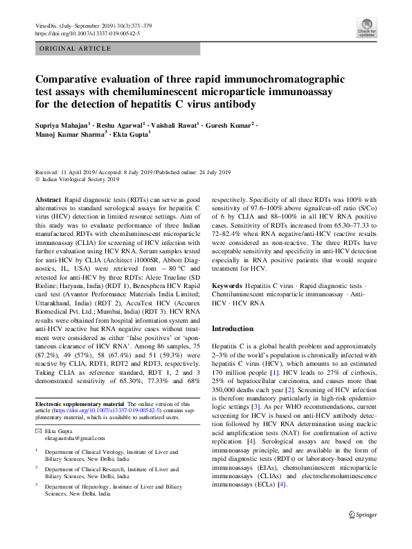 (PDF) Comparative evaluation of three rapid immunochromatographic test ...