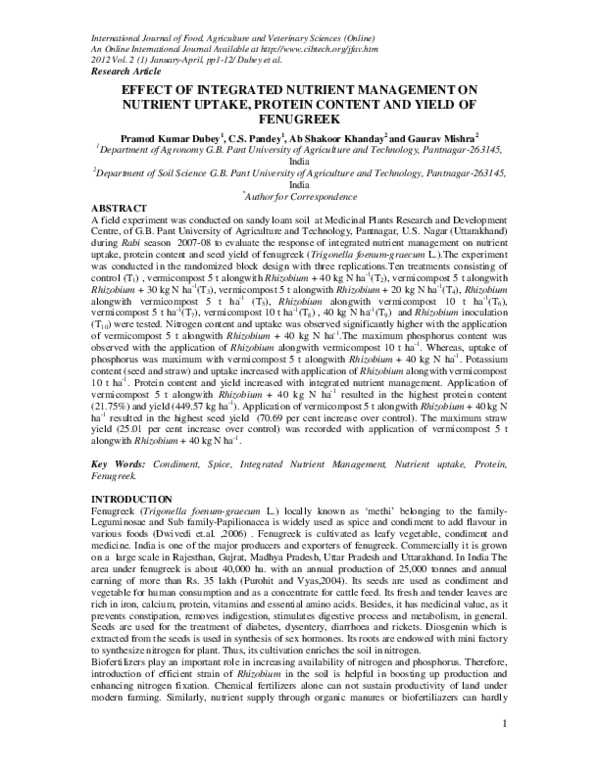 (PDF) Effect of Integrated Nutrient Management on Nutrient Uptake ...