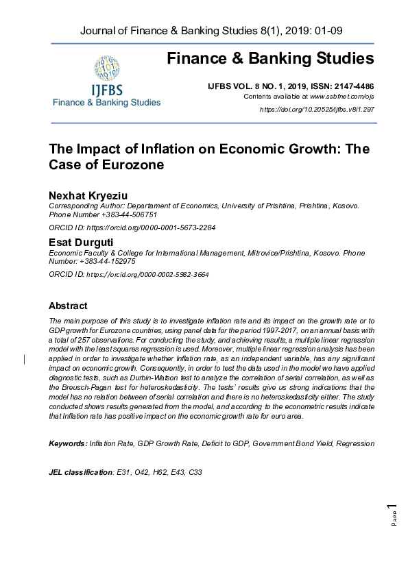 (PDF) The Impact of Inflation on Economic Growth: The Case of Eurozone