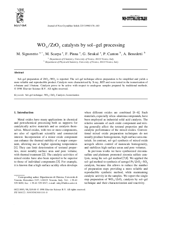 (PDF) WO3/ZrO2 catalysts by sol–gel processing