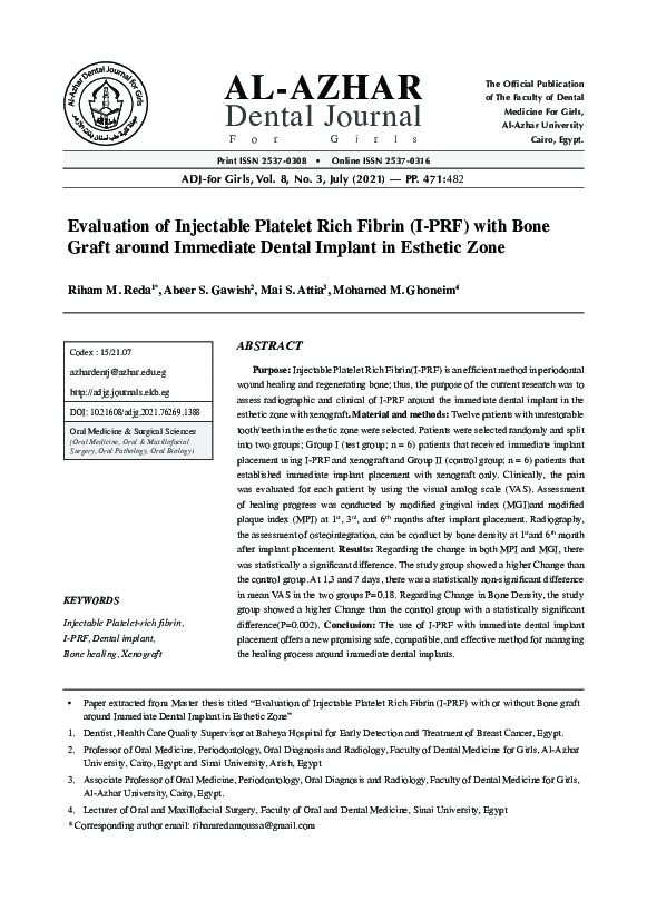 (PDF) Evaluation of Injectable Platelet Rich Fibrin (I-PRF) with Bone ...