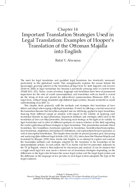 (PDF) Important Translation Strategies Used in Legal Translation ...