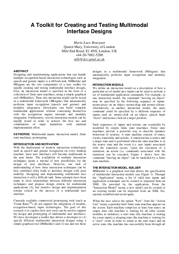 (PDF) A Toolkit for Creating and Testing Multimodal Interface Designs
