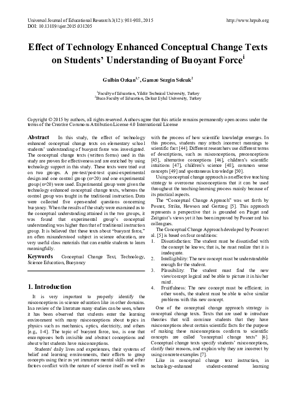 (PDF) Effect of Technology Enhanced Conceptual Change Texts on Students ...
