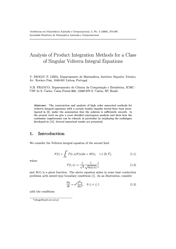(PDF) analysis of Product Integration Methods for a Class of Singular ...